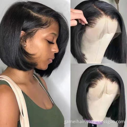 Top Selling Wholesale Bob Style Short Wig Brazilian Lace Front Wig Virgin Human Hair Bob Wigs For Black Women